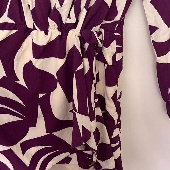 NWT - MNG Mango Belted Mini Dress | Purple Cream Abstract Print - Medium - Picture 5 of 5